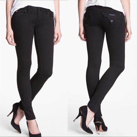 Hudson Collin Skinny Studded Mid Rise Black Skinny Jeans Size 27 - Picture 1 of 15